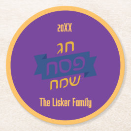 Hebrew Passover Family Wine Runder Pappuntersetzer