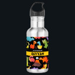 Hebrew Personalisiert Dinosaurier<br><div class="desc">Diese niedliche Wasserflasche macht Spaß und ist cool. Frische Farben, freundliche Dinosaurier sind immer ein Favorit für die Rückkehr in die Schule, und die HEBREW & englische Namen Ihrer Kinder vor & im Zentrum werden ihren ersten Tag in der Schule super Special! Um HEBREW einzutippen - Set der Sprache für...</div>