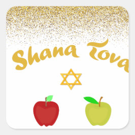 Hebrew Shana Tova Star David Quadratischer Aufkleber