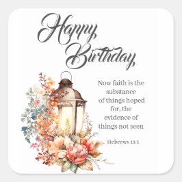 Hebrews 11:1 Christian Birthday Wishes Quadratischer Aufkleber
