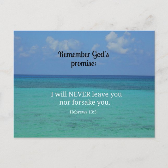Hebrews 13:5 I will never leave you nor forsake... Postkarte (Vorderseite)
