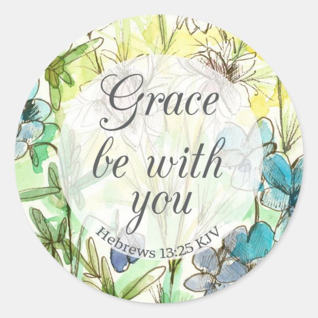 Hebrews 13 Flowers Scripture Grace Be With You Runder Aufkleber (Vorderseite)