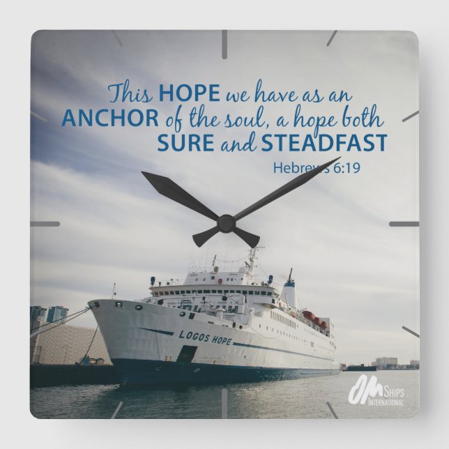 Hebrews 6:19 Wall Clock Quadratische Wanduhr (Vorderseite)