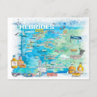 Hebrides Islands Illustriert Travel Map
