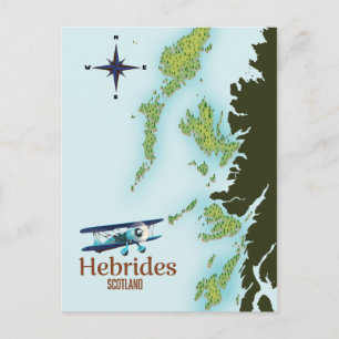 Hebrides Schottland Reisekarte. Postkarte