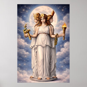 Hecate Dreifache Göttin Himmelsmond Kunst – Mythol Poster