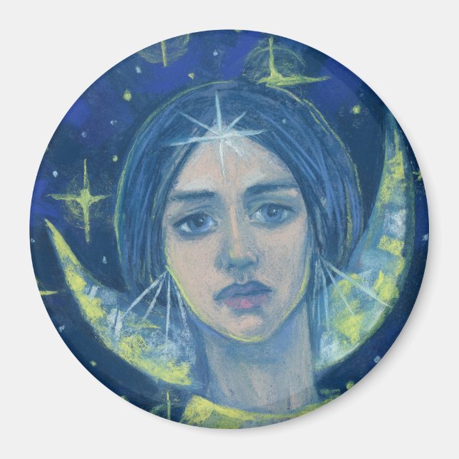 Hecate, Moon Goddess Pastel Malerei Fantasy Art Magnet (Vorne)