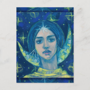Hecate, Moon Goddess Pastel Malerei Fantasy Art Postkarte