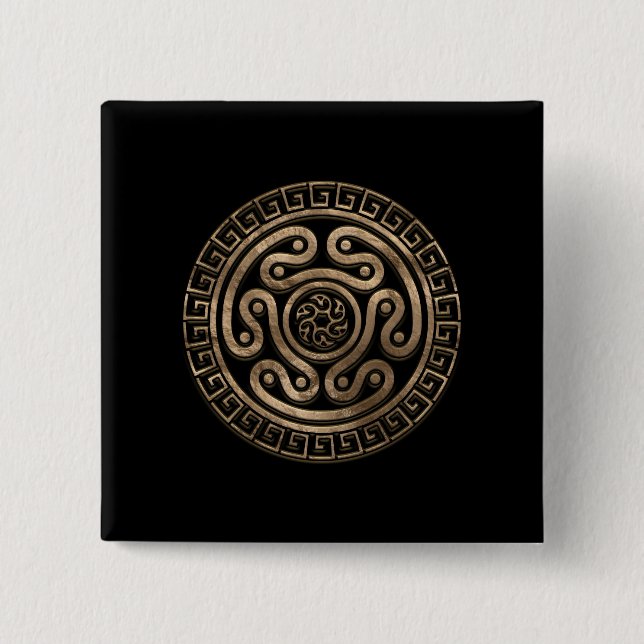 Hecate Wheel Black and Gold Button (Vorderseite)