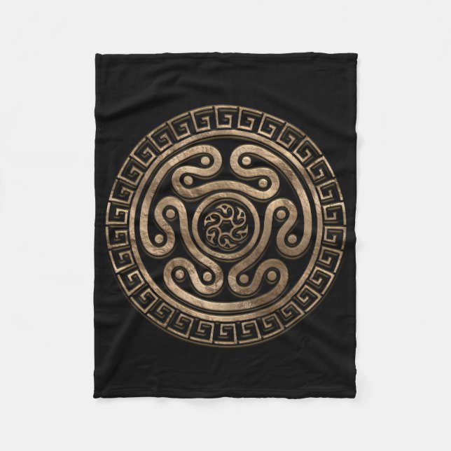 Hecate Wheel Black und Gold Fleecedecke (Vorderseite)