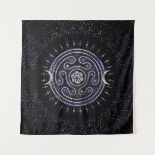 Hecate Wheel Ornament mit Amethyst und Silber Wandteppich