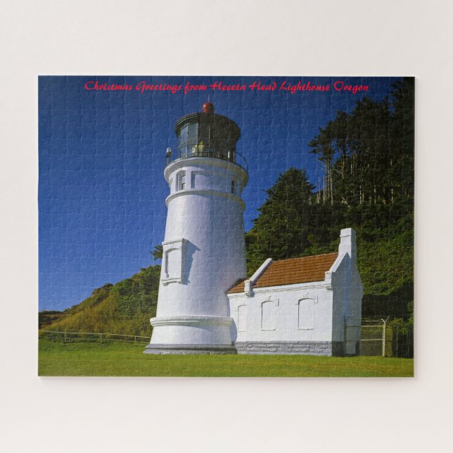 Heceta Head Leuchtturm Oregon. Weihnachtsgrüße Puzzle (Horizontal)