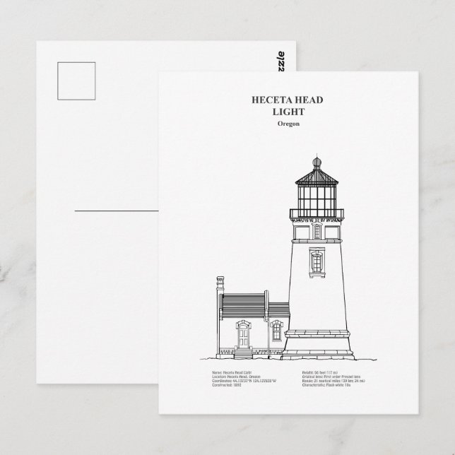 Heceta Head Lighthouse - Oregon - BD Postkarte (Vorne/Hinten)