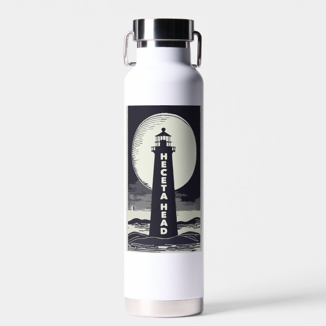 Heceta Head Lighthouse Oregon Moon Trinkflasche (Vorne)
