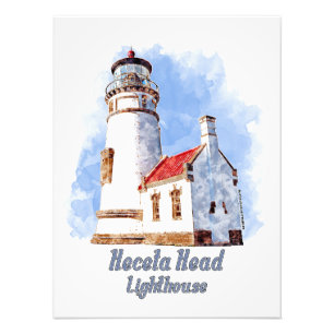 Heceta Head Lighthouse Watercolor - Oregon Fotodruck