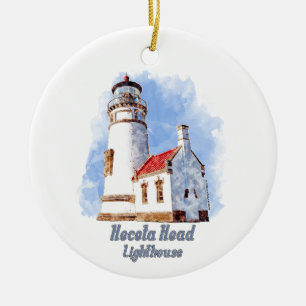 Heceta Head Lighthouse Watercolor - Oregon Keramik Ornament