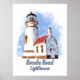 Heceta Head Lighthouse Watercolor - Oregon Poster