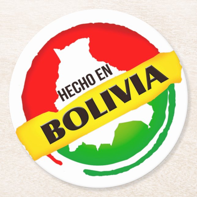 Hecho en Bolivia Runder Pappuntersetzer (Vorderseite)