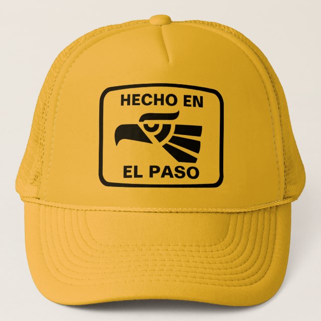 Hecho en El Paso personalizado Gewohnheit Truckerkappe (Vorderseite)