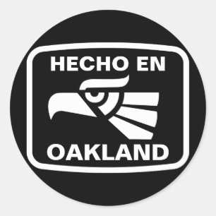 Hecho en Oakland personalizado Custom personalisie Runder Aufkleber