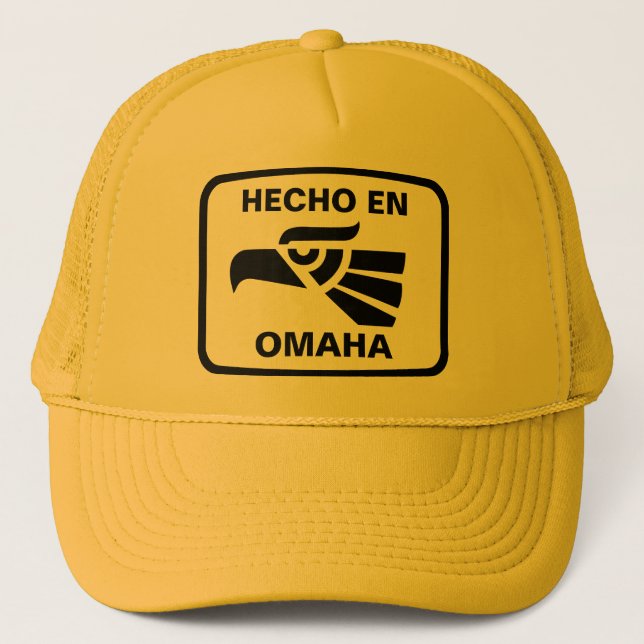 Hecho en Omaha personalizado Gewohnheit Truckerkappe (Vorderseite)