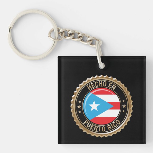 Hecho en Puerto Rico Gold Seal Schlüsselanhänger (Vorderseite)