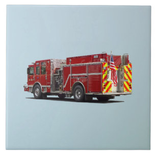 Heck eines Feuerwehrautos mit amerikanischer Flagg Fliese
