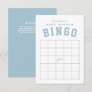 Heckklappen-Themen-Lichtblau-Babyparty-BINGO-Karte Einladung