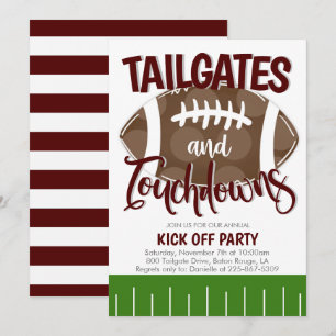 Heckklappen und Touchdowns Football JEDER TEAMFARB Einladung