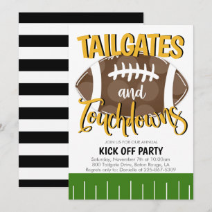 Heckklappen und Touchdowns Football JEDER TEAMFARB Einladung