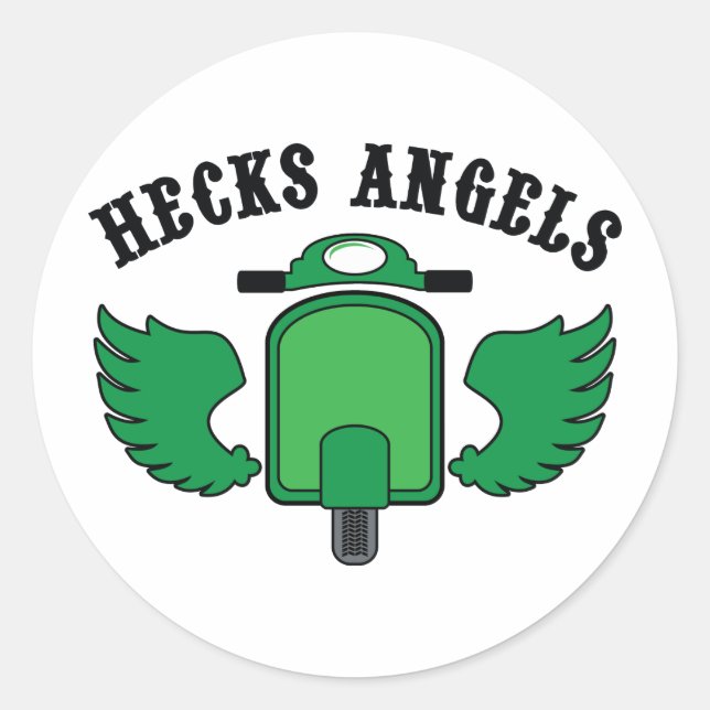 Heck's Angels Runder Aufkleber (Vorderseite)