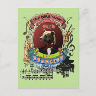 Hector Bearlioz Bear Animal Composer Berlioz Postkarte
