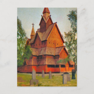 Heddal Stabkirche, Telemark, altes Norwegen Postkarte