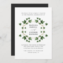 Hedera | Gray Ivy Botanical geometric Wedding Einladung
