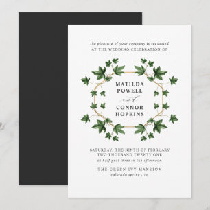 Hedera   Gray Ivy Botanical geometric Wedding Einladung