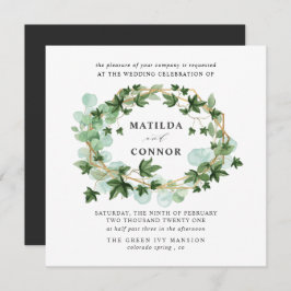 Hedera | Gray Ivy Frame Botanical Wedding Einladung