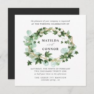 Hedera   Gray Ivy Frame Botanical Wedding Einladung