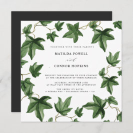 Hedera | Green Ivy Blätter Gray Botanical Wedding Einladung