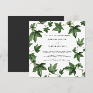 Hedera   Green Ivy Blätter Gray Botanical Wedding Einladung