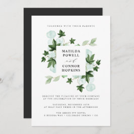 Hedera | Green Ivy Gray Botanical Wedding Einladung