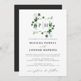 Hedera Monogram | Ivy Eucalyptus Botanical Wedding Einladung