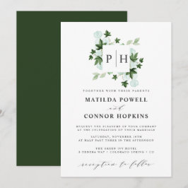 Hedera Monogram | Ivy Eucalyptus Botanical Wedding Einladung