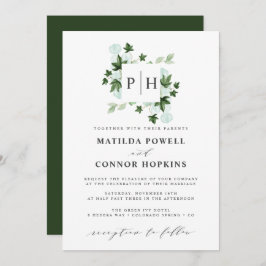 Hedera Monogram | Ivy Eucalyptus Botanical Wedding Einladung