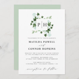 Hedera Monogram | Ivy Eucalyptus Botanical Wedding Einladung