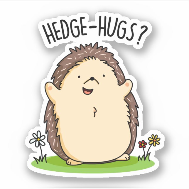 Hedge Hugs Funny Igel Pun Aufkleber (Vorderseite)