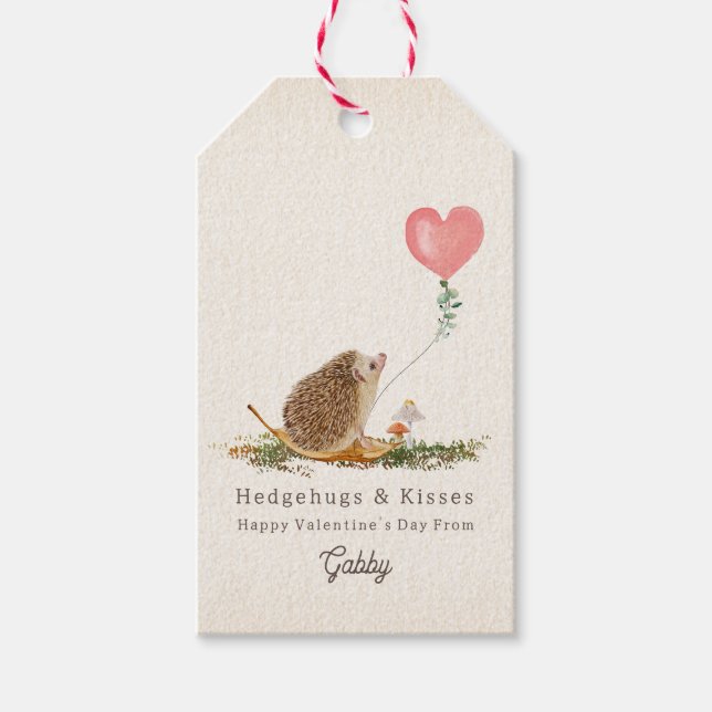Hedge Hugs & Kisses Igel Mushroom Valentine Geschenkanhänger (Vorderseite)