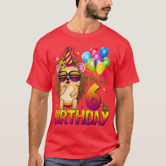 Hedgehog 6th Birthday Shirt 6 Years Old Hedgehog B