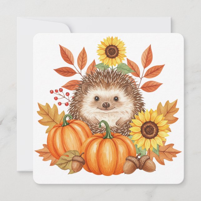 Hedgehog and pumpkin thanksgiving card  karte (Vorderseite)