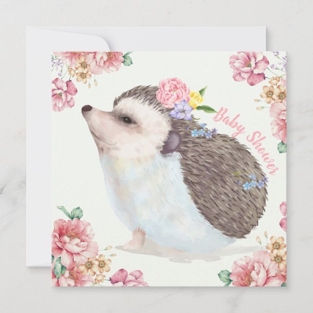 Hedgehog Baby Shower Invitation Feiertagskarte (Vorderseite)