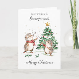 Hedgehog Christmas Grandparents  Karte
